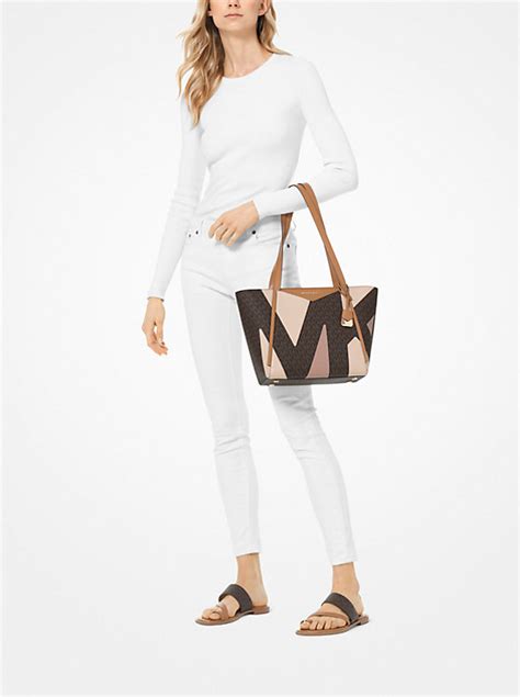 Whitney Small Leather and Logo Cutout Tote Bag 